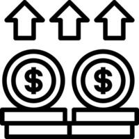 Money stack icon with arrows and dollar signs vector