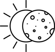 A black and white drawing of the sun and moon vector