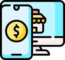 Mobile phone and computer with dollar sign icon vector