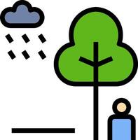 A man standing under a tree with rain falling vector