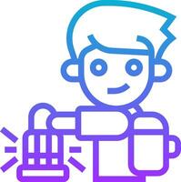 A man holding a cup of coffee and a mug vector
