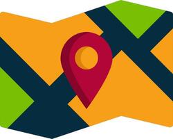 A map with a pin pointing to a location vector