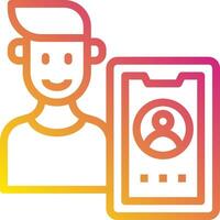 A man holding a phone and a person is standing next to it vector