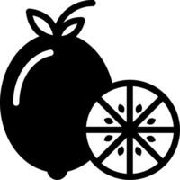 A black and white fruit icon with a slice of lemon vector
