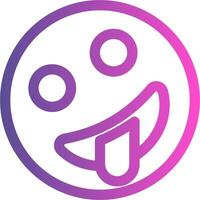 A purple and pink smiley face with a tongue vector