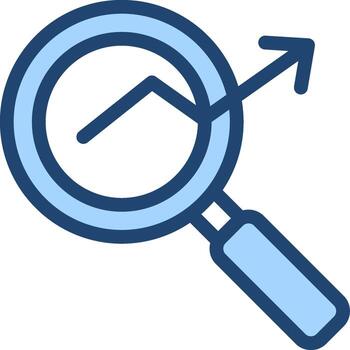 Magnifying icon with arrow pointing upward vector
