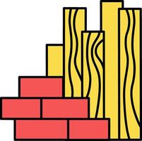 A pile of bricks and a ladder vector