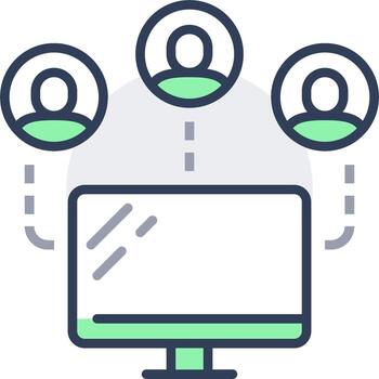 A computer screen with people on it vector