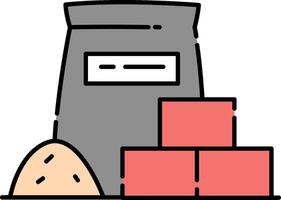 A bag of flour and a box of sugar vector