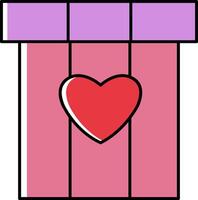 A heart in a box with purple and pink stripes vector