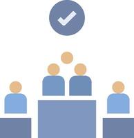 A group of people sitting at a table with a check mark above them vector