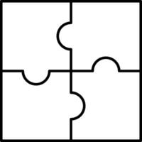 A black and white puzzle piece with four pieces vector