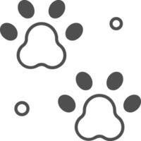 A black and white illustration of two paw prints vector