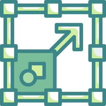 A square frame with a green arrow pointing up vector