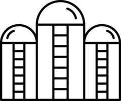 A black and white illustration of a building vector