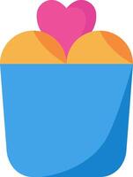 A blue and pink cupcake with hearts on it vector