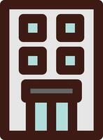 A building icon with a window and a door vector