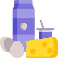 A bottle of milk, eggs, and cheese vector