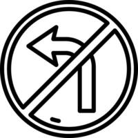 A no left turn sign is shown in black and white vector