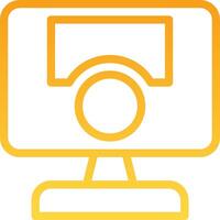 A computer monitor with a yellow outline vector