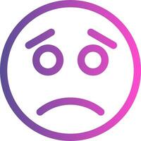 A sad face icon in a purple and pink circle vector