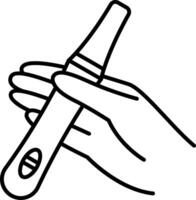A hand holding a thermometer in a line vector