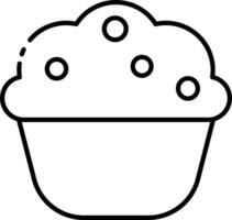 A black and white line drawing of a cupcake vector