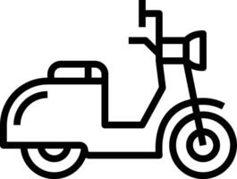 A black and white line drawing of a scooter vector