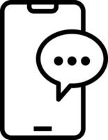 A black and white image of a phone with a speech bubble vector