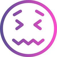 A purple and pink emoticor with a sad face vector