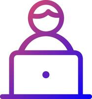 A person sitting at a computer with a laptop vector