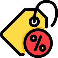 A yellow tag with a red price tag and a red percent sign vector