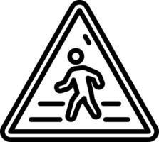A black and white sign with a man walking in the street vector