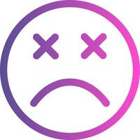 A sad face icon in a purple and pink circle vector