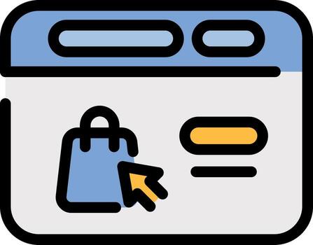 A shopping bag icon with a mouse pointer vector