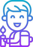 A boy with a backpack holding a lit candle vector