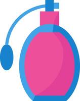 A pink perfume bottle with a blue handle vector