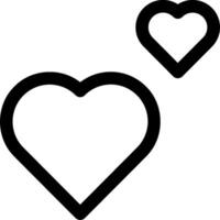 Two hearts are shown in black and white vector