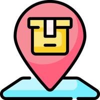 A map pin with a box on it vector