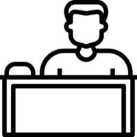 A man sitting at a desk with a computer vector