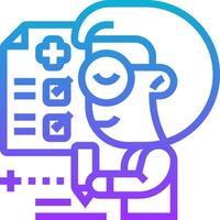 A man with glasses and a pen is writing on a checklist vector