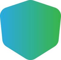 A green hexagon with blue and green colors vector
