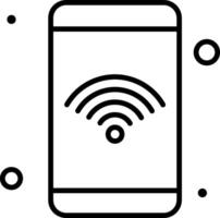 A black and white illustration of a phone with a wifi symbol vector