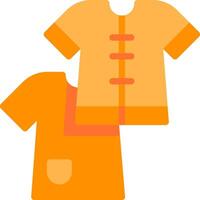 An orange shirt and pants are shown on a white background vector