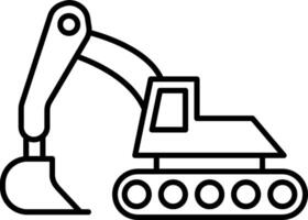 A black and white drawing of an excavator vector
