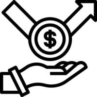 A hand holding a dollar sign and an arrow pointing up vector