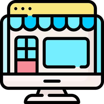 An icon of a computer screen with a store front vector