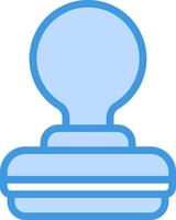 A stamp with a blue handle on a white background vector