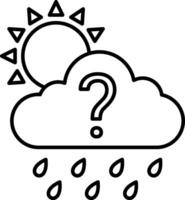 A question mark is on a cloud with rain and sun vector