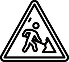 A warning sign with a man working on a shovel vector